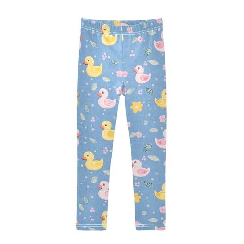 Ducks Blue Girls' Leggings Toddler Doodles Pink Flowers Kids Yoga Pants Dance Active Tights 4T