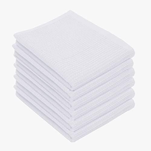PurpleEssences Waffle Weave Kitchen Dish Towels 100% Cotton, Ultra Soft Absorbent Quick Drying Dish Cloths, 15×25 Inches, 6-Pack – White PurpleEssences Waffle Weave Kitchen Dish Towels 100% Cotton, Ultra Soft Absorbent Quick Drying Dish Cloths, 15×25 Inches, 6-Pack – White