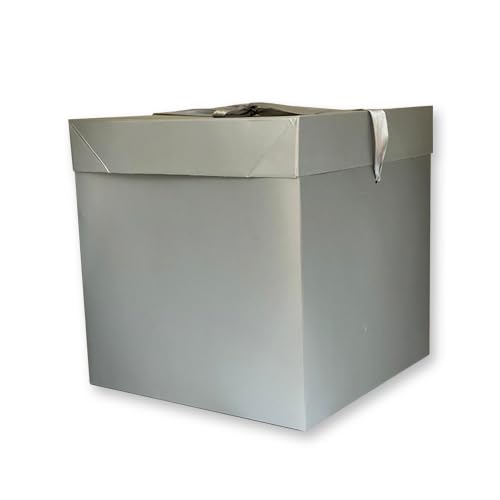 Paper Gift Box 22x22cm Silver Elegant Gift Box with Ribbon Perfect for Special Occasions