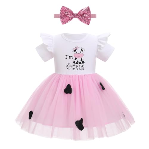 Robe tutu premier anniversaire bébé fille avec bandeau assorti