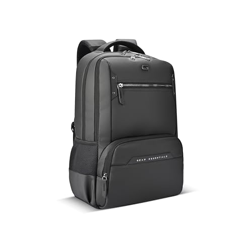Image of Gear Quantum 3 18 inch /29L Antitheft Large Faux Leather Water Resistant Laptop backpack with Raincover /Laptop backpack /Casual Backpack /Daypack /Travel Backpack /College Bag For Men /Women(Black-Black)