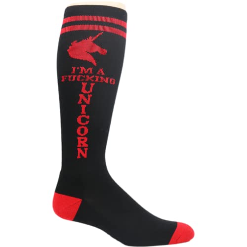 Black and Red Super Unicorn Knee-High Fitness Socks