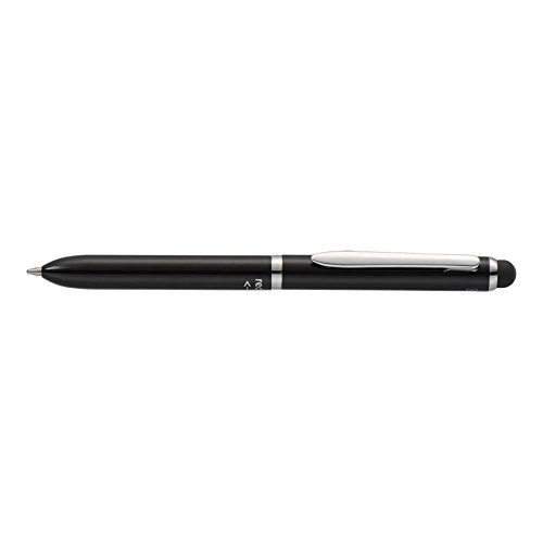 Online 31019/3D - 3-in-1 Multi Touch Pen Black, 2-Farb-Kugelschreiber & Touchpen in einem, Multifunktionsstift aus Metall, D1 Standardminen rot und blau, Stylus Tip, schwarz, Einzelstift