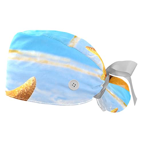 Casquettes de travail respirantes JDEZ lot de 2 chapeaux bouffants mixtes motif poisson