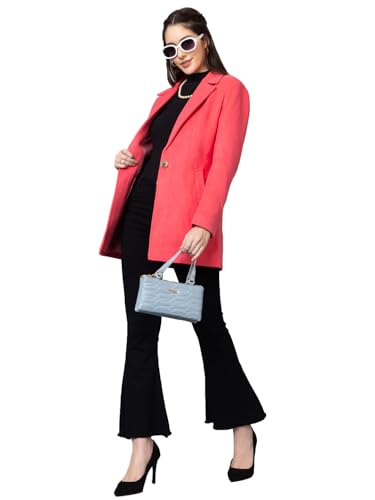 Image of CHKOKKO Women Chic Winter Coat Single Breasted | Knee Length Design with Buttoned Closure and Practical Front Side Pockets for Stylish and Comfortable Wear
