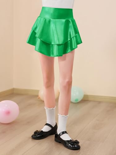 Image of Haloumoning Girls Metallic Skater Skort Kids Shiny Scooter Skirt 4-14 Years
