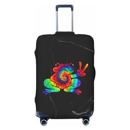 Tie Dye Frog Luggage Cover Multi Size Travel Luggage Protective Cover, X-Large, Black2