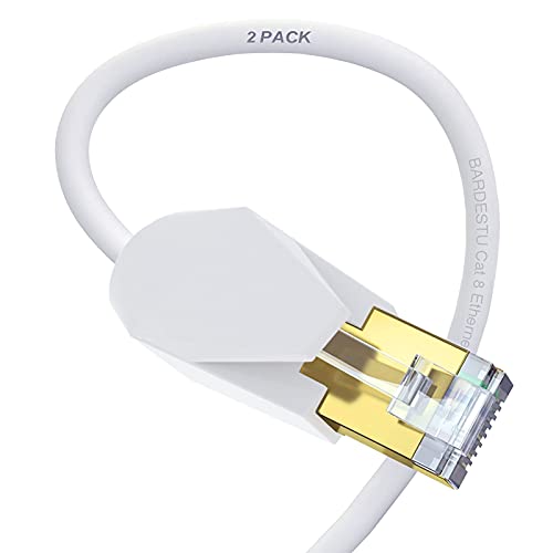 Buy 1 get 1 Cat8 Ethernet Cable, BARDESTU 5ft 2 Pack LAN Network 40Gbps Shielded Internet RJ45 Cables High Speed for Gaming, Xbox, Modem, Router, PC