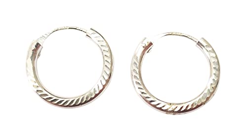 Sicuore Pendientes Aros Tallados Grandes Finos Para Mujer - Plata De Ley 925 (25 mm) Cover