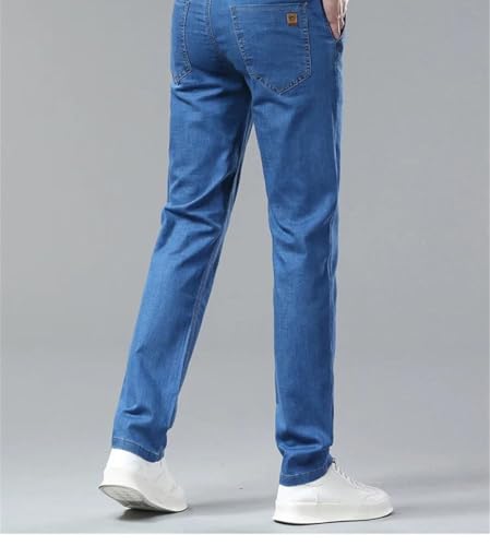 Men's high-Waisted Loose-fit Stretch Jeans, Breathable Cotton Blend Straight-Leg Pants3