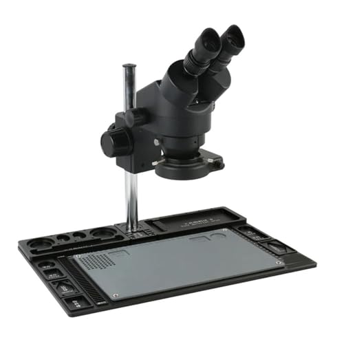 Microscope Stereo Microscope 3.5X - 90X Continuous Zoom Magnification + Big Aluminum Stand + 56 LED Ring Light + Lens(Blue)