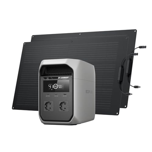 EF ECOFLOW DELTA 3 Classic station électrique portable avec panneau solaire flexible 100 W*2, batterie LiFePO4 1024 Wh, sortie CA 1800 W, générateur solaire pour camping, camping-car et secours