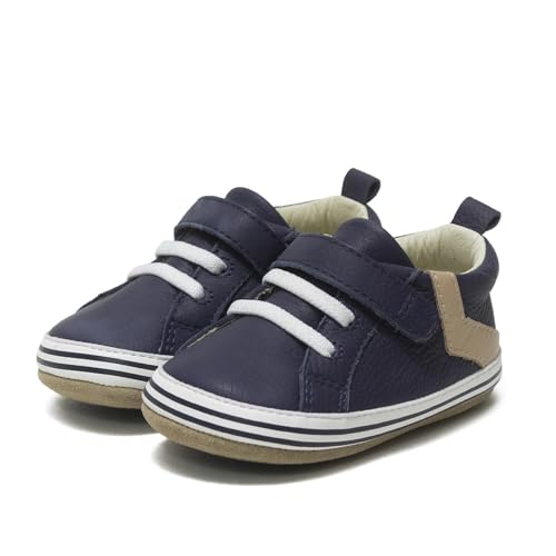 Robeez Baby Boys First Kicks, Adam Navy Leather, 6-9 Months