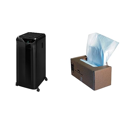 Fellowes AutoMax 600M 2-in-1 Heavy Duty Auto Feed Commercial Paper Shredder with Micro-Cut & Powershred Waste Bags for 325i and 325Ci Shredders, 50 Bags & Ties (36056)
