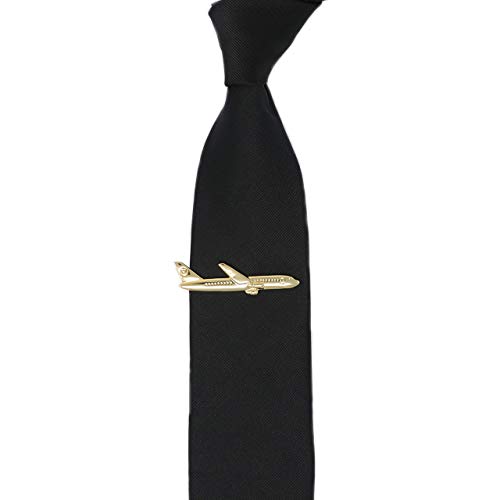 Novelty Gold Tone Airplane Tie Clip With Box Aircraft Plane Airline Tie Clip3