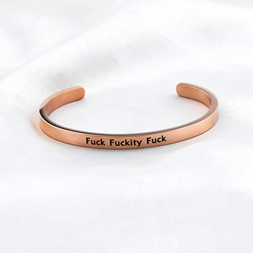 Image of bobauna Fuck Fuckity Fuck Mantra Cuff Bangle Bracelet Funny Jewelry Gift For Best Friends