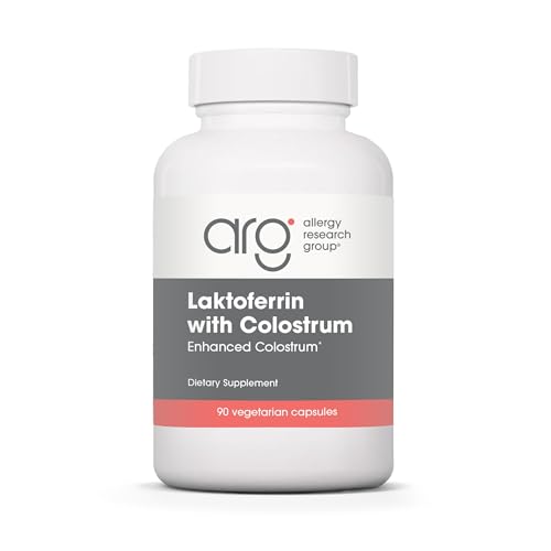 Allergy Research Group ARG Laktoferrin with Colostrum - 300 mg Lactoferrin & 750 mg Bovine - Supports Immune System - Vegetarian Capsules - Hypoallergenic Formula - 30 Servings - 90 Count