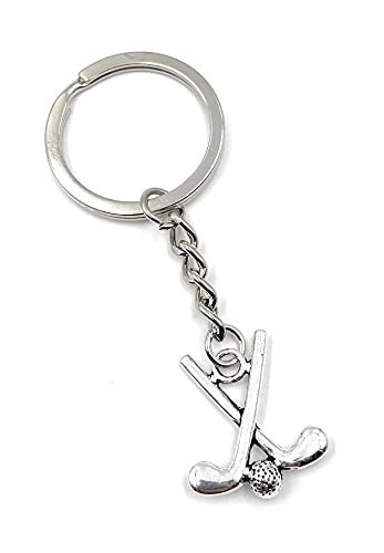 Onwomania - '-Hockey Schläger Ball Schlüsselanhänger - Metall Glücksbringer ideal als Geschenk...