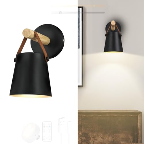Lámpara de pared LED interior de madera negra ideal para crear un ambiente acogedor de lectura