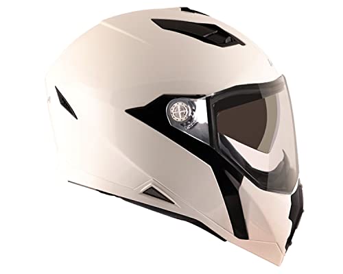 Image of Vega Storm ISI Certified Full Face Helmet for Men and Women With Clear Visor and Extra Mercury Visor (White, Size:M 57-58 cm)