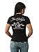 True Religion Crystal Buddha V Neck Tee for Women – Graphic Short Sleeve Cotton Blend Top | Jet Black, X-Large