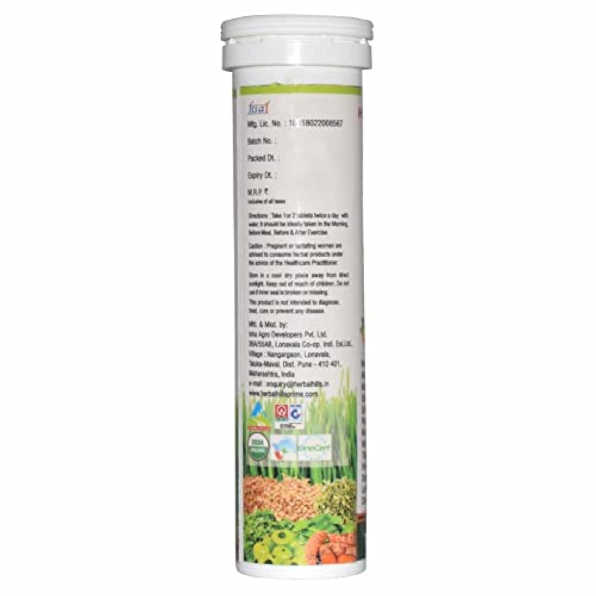 Herbal Hills 24 Green Daily Green Effervescent Tablets - Pack of 5