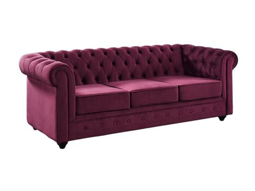 Vente-unique-Divano CHESTERFIELD 3 posti in velluto Porpora