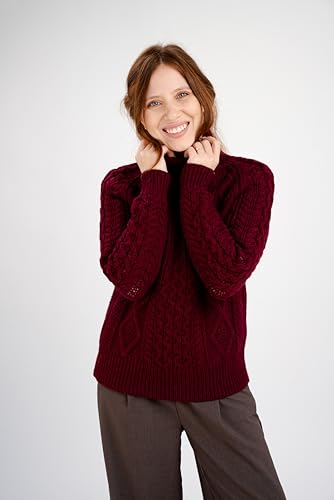 Image of SAOL Women's Wool Sweater Irish Cable Knit Jumper Made in Ireland