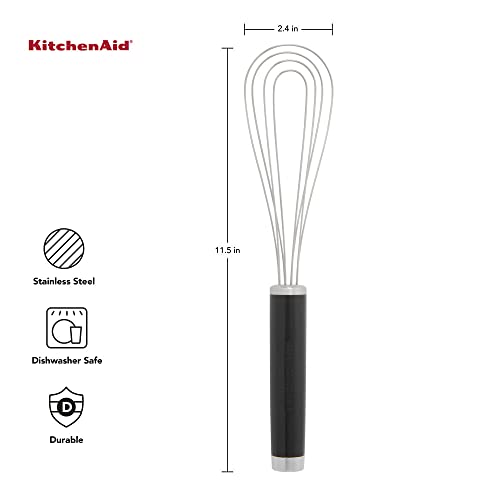 Image of KitchenAid Utility, Flat and Silicone Whisk Set, Set Of 3, Black