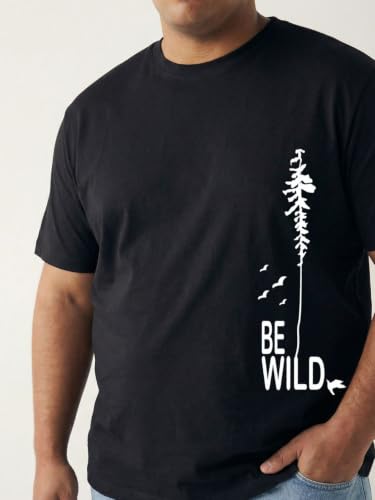 Image of Toodlegram - 100% Pure Cotton Plus Size T Shirt for Men- Regular Fit - Half Sleeve Roundneck Stylish Tshirt - Graphic Printed Be Wild (Size - 2XL to 10XL)