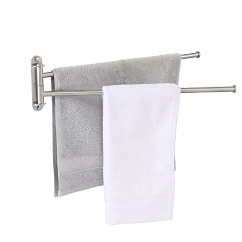 19.5-Inch Bathroom Towel Rack, Swivel Towel Rack 2-Arm, Swing Out Double Towel Bar Wall Mounted, SUS304 Stainless Steel Brushed Finish, A2103S2L50-2
