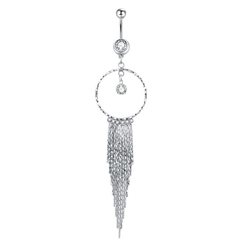 Long Tassel Round Belly Button Ring | Stainless Steel Body Piercing Jewelry for Women & Girls-image-25