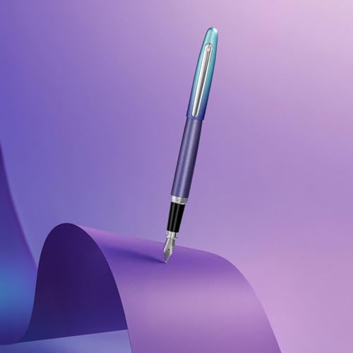 Image of Sheaffer Expressions VFM 9430 Blue and Purple Pearlised Gradient Fountain Pen with Chrome Plated Trims - Medium