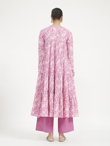 Image of FIORRA Women's Paisley Printed Pure Cotton Anarkali Kurta