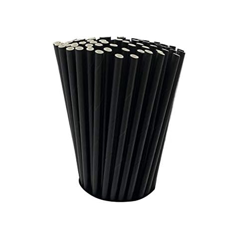 100 Black Biodegradable Paper Straws Cover