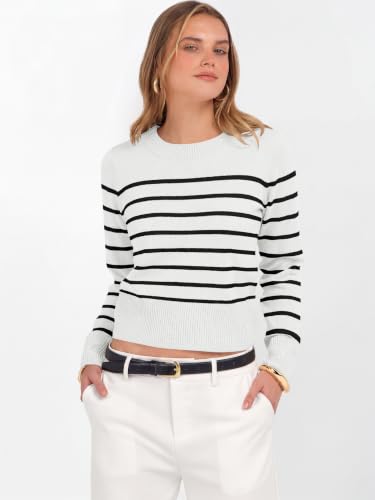 Image of ANRABESS Women's Long Sleeve Sweaters Cropped Crew Neck | Business Casual Tops,Light Weight Comfy Knit,Pullover ShortSweater,Basic Classic,Fall Fashion Winter Layer Clothes