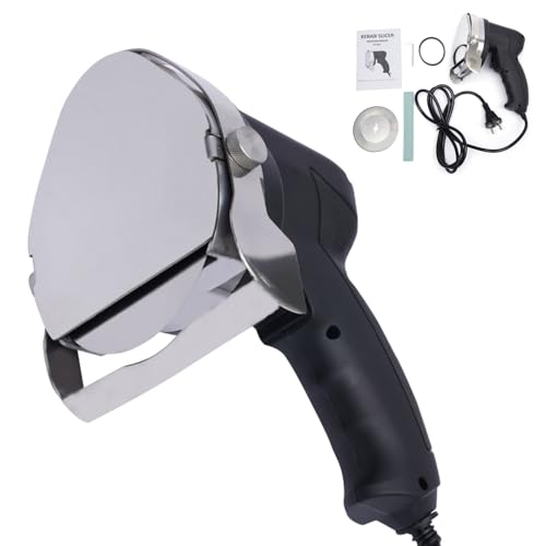 ROGONPDK 80W Elektrisches Schawarma-Messer, Leistungsstarke Dönerschneider Edelstahl Dönermesser Kebab Schneider mit 2 Klingen, Tragbar...