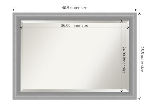 Image of Amanti Art Framed Vanity Mirror | Bathroom Mirrors for Wall | Peak Polished Nickel Narrow Mirror | Wall Mounted Mirror | Large Mirror | 28.50 x 40.50 in.