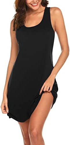 Avidlove Sleepwear for Women Tank Nightgown Chemise Racerback Sleeveless Sleep Dress Black