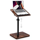MuiiuM Mesa auxiliar para sofá, altura ajustable/giro de 360°/abatible de 180° - Mesa de sofá para sofá con listones para portátil/teléfono - Mesa de sofá con clip para libro para leer - Mesa auxiliar