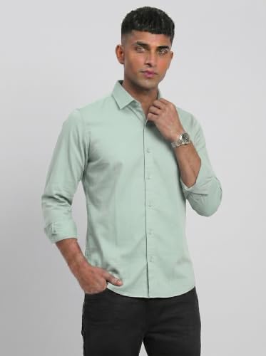 Image of DOXIC Men's Cotton Shirt with Spread Collar Neck Full Sleeves Classic Style Solid Pattern Regular Fit and Standard Length | Formal & Casual Wear Shirts