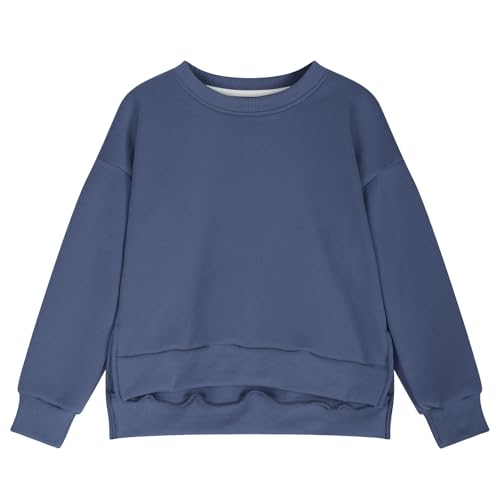 Girls Boys High Low Split Side Crewneck Sweatshirt Long Sleeve Loose T-Shirts Kids Winter Casual Tee Tops for 5-14 Years4