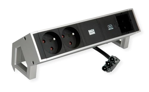 BACHMANN DESK2 2xUTE 1xUSB C 30W 1xCM 0.2m GST18 INOX