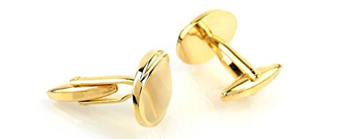 Mancuernillas redondas doradas para hombre miniatura 2