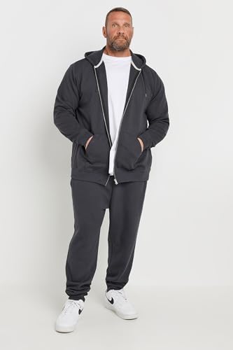 Big & Tall Men's Zip Through Diamond Quilted Hoodie Pullover Sweatshirt Grey3