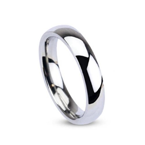 Coolbodyart Stainless Steel Ring Silver Classic Wedding Band High Gloss Polished 4mm Width Ring Sizes J to Z