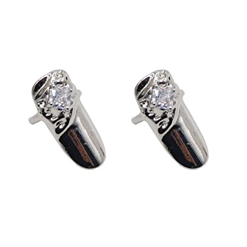 2 uds. Anillos plateados para uñas, diamantes de imitación, anillos para las yemas de los dedos, tapas para uñas, abalorio para decoración de uñas para mujeres y niñas Cover