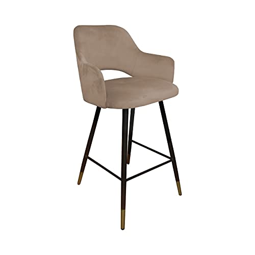 Barhocker, Milano-Stuhl, gepolsterter Stuhl, Samtstoff, Metallbeine schwarz + goldfarben (MG06) Cover