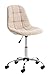CLP Chaise De Bureau Emil Tissu I Chaise De Travail avec Siège Rembourré Matelassé I Piètement en Métal Chromé 5 roulettes I Hauteur Réglable, Couleur:crème