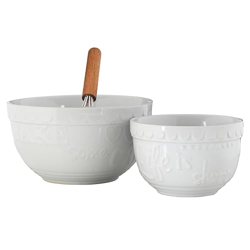 Gigi Round Mixing Bowls, White, Set of 2